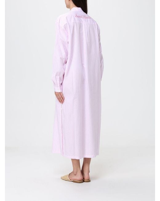 Mc2 Saint Barth Pink Striped Cotton Casual Dress