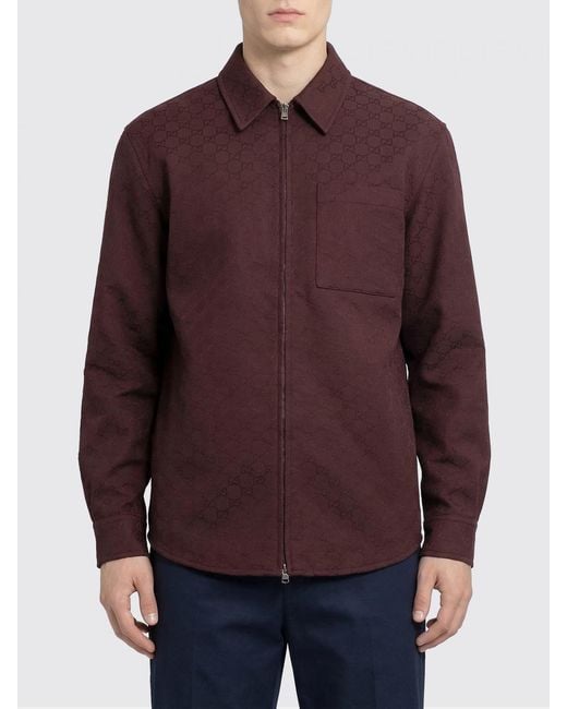 Gucci Purple Gg Cotton Blend Shirt Jacket for men