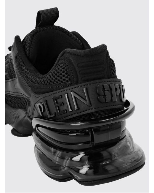 Philipp Plein Black Runner Ps Thunder Mix Low-Top Mesh Sneakers With Notched Sole for men