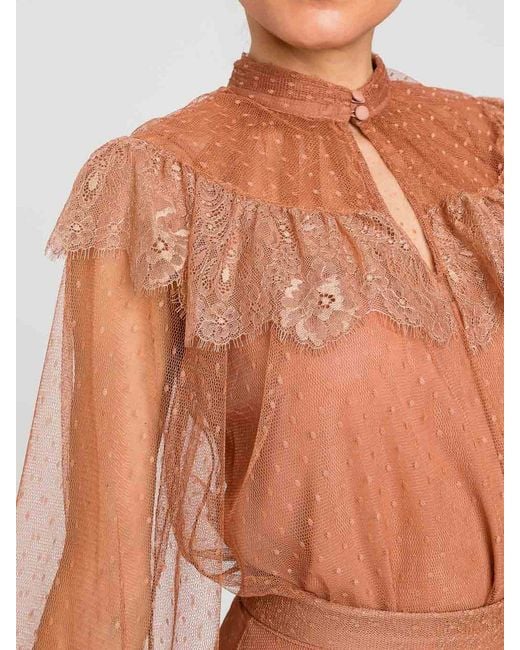 Twinset Orange Point D'Esprit Tulle Blouse