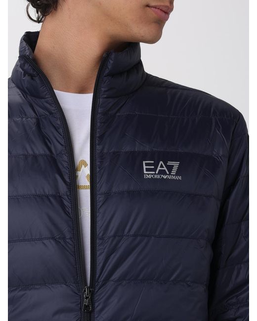 EA7 Blue Light Nylon Down Jacket With Logo for men