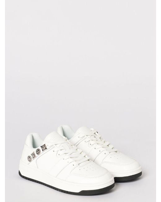 Just Cavalli White Leather Sneakers With Studs