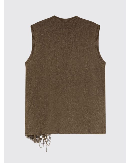 MM6 by Maison Margiela Green V-Neck Wool-Blend Knit Vest With Contrast Logo for men