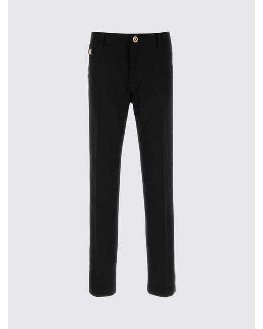 Versace Black Cotton Gabardine Chino Trousers for men