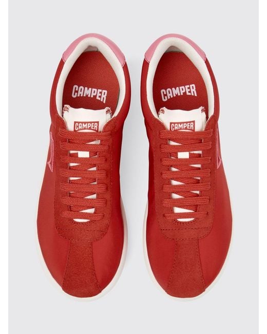 Camper Red Pelotas Xlf Recycled Polyester And Suede Sneakers
