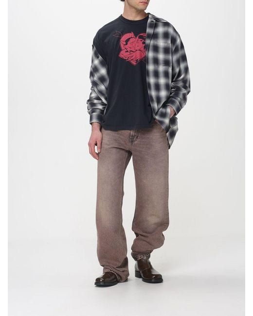 Our Legacy Blue Viscose Shirt With Check Print for men