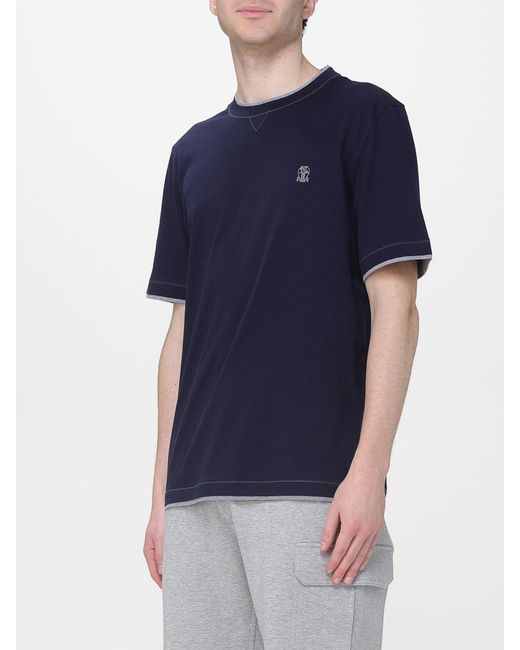 Brunello Cucinelli Blue T-shirts And Polos for men