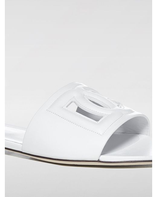 Dolce & Gabbana White Flat Sandals