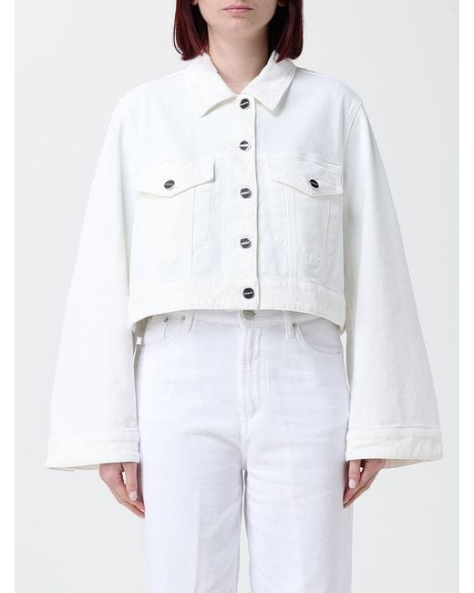 Dondup White Crop Denim Jacket