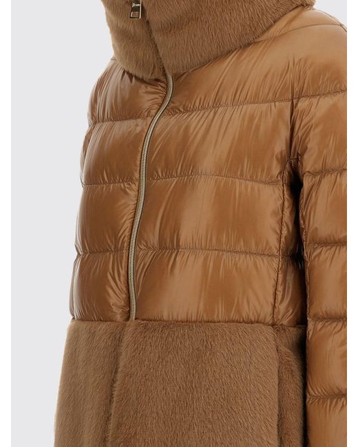 Herno Brown Short Ultralight Nylon Down Jacket With Faux Fur Details