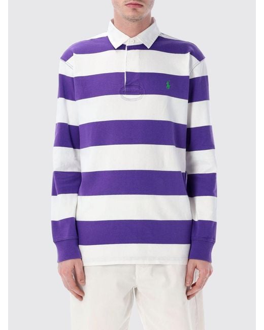 Polo Ralph Lauren Blue Striped Cotton Polo Shirt for men