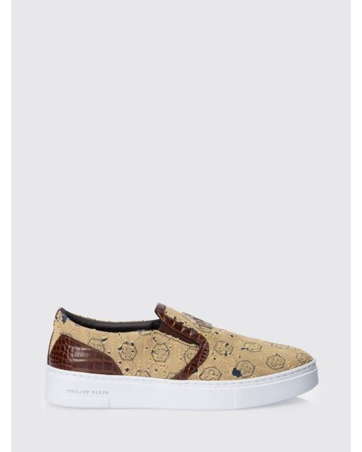 Philipp Plein White Canvas Sneakers With Hexagon Jacquard for men