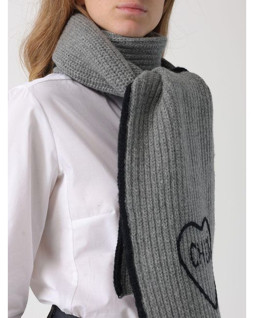 ChloÉ Bufanda Encoeur De Lana Virgen Acanalada Chloé de color Gray
