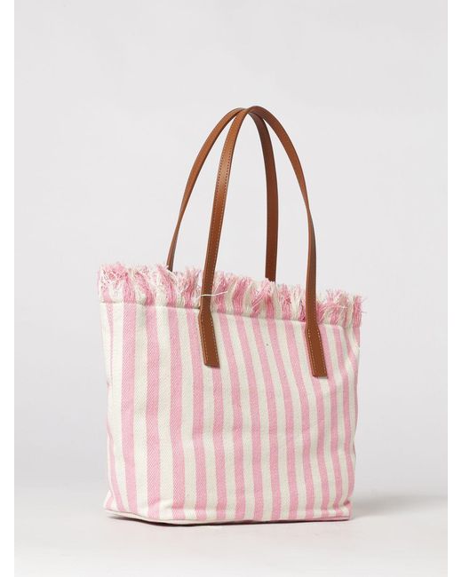 Mc2 Saint Barth Pink Cotton Bag With Embroidered Logo