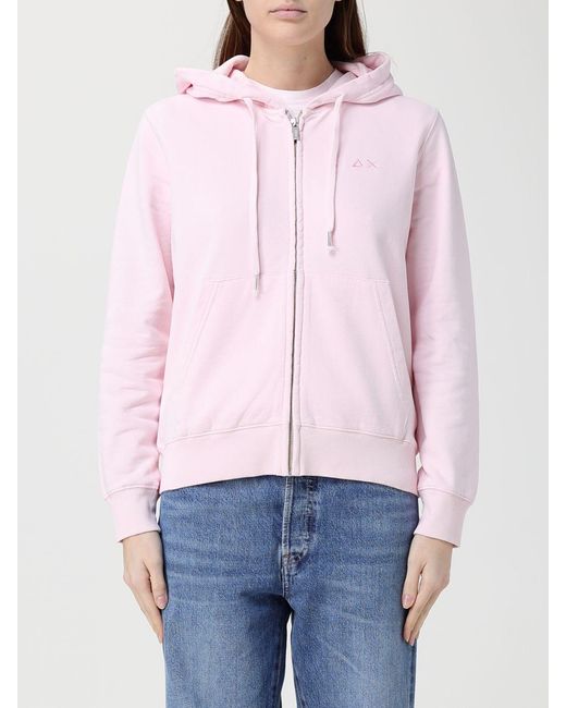 Sun 68 Pink Cotton Zip-Up Hoodie