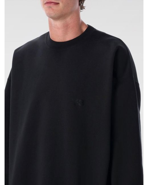 Y-3 Black Basic Cotton Blend Crewneck Sweatshirt for men