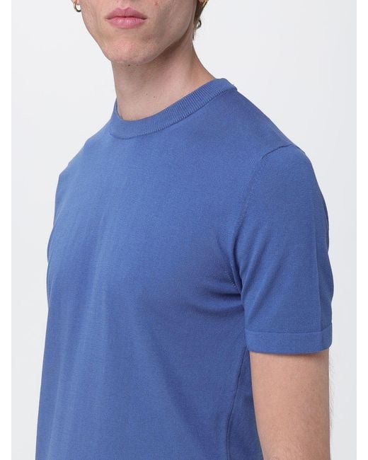 Brooksfield Blue Cotton Crew Neck Sweater for men