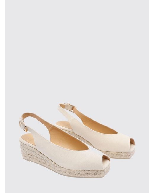 Castaner Natural Dosalia Mid-Wedge Canvas Sandals With Open Toe And Ankle Strap