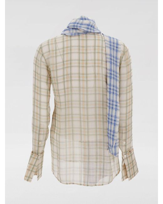 Acne Blue Check Silk Blouse
