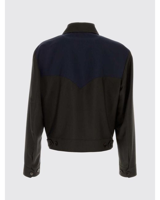 Versace Blue Bicolor Wool Blend Bomber Jacket for men