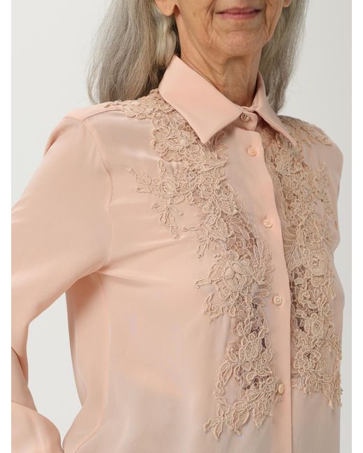 Ermanno Scervino Natural Silk Shirt By With Lace Inserts