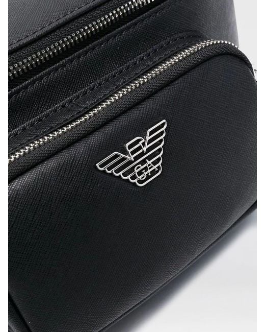 Emporio Armani Black Saffiano Synthetic Leather Belt Bag for men