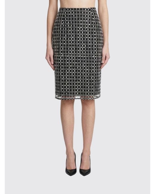 ROTATE BIRGER CHRISTENSEN Black Embroidered Crêpe Midi Skirt