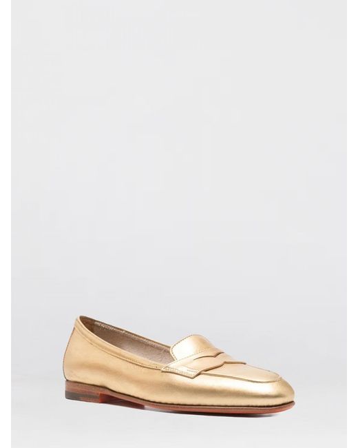 Santoni Natural Laminated Leather Loafers