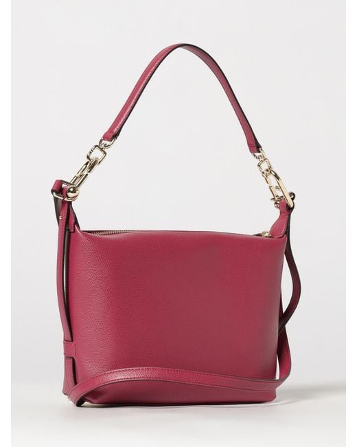 Furla Pink Tonie Grained Leather Shoulder Bag By With Removable Strap