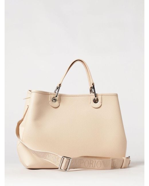 Emporio Armani Natural Myea Medium Grained Faux Leather Bag