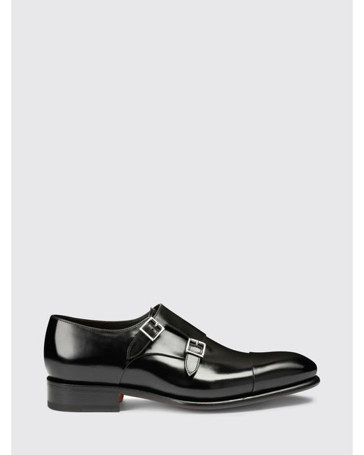 Santoni White Brushed Leather Monk Strap for men