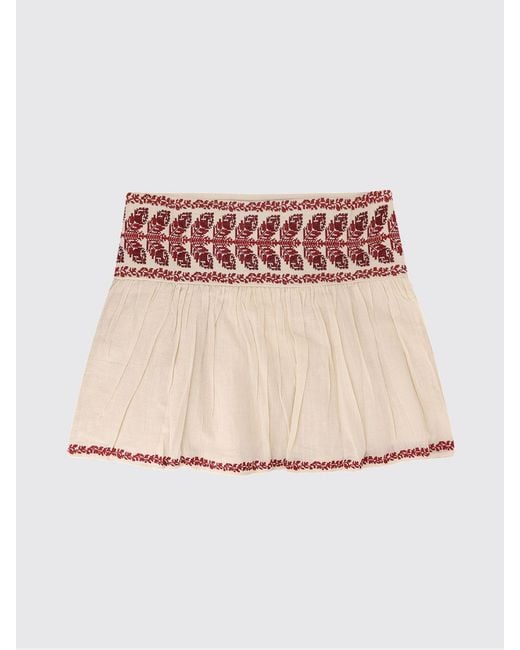 Isabel Marant Natural Embroidered Cotton Skirt