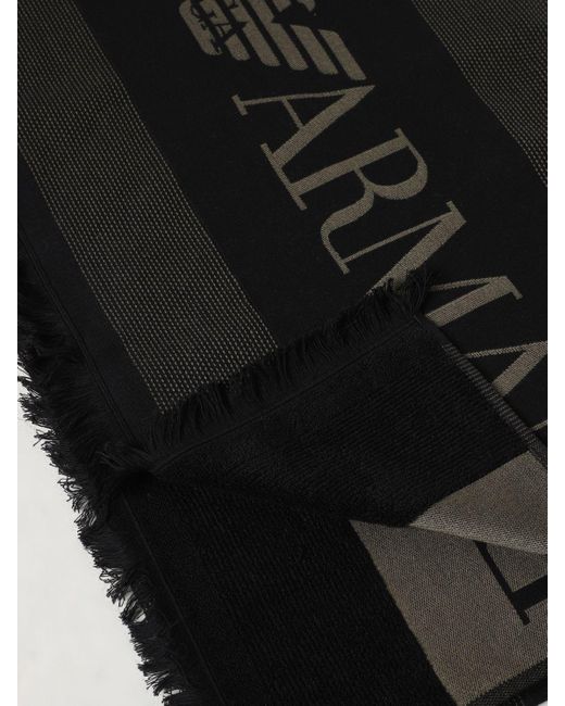 Emporio Armani Black Beach Towel for men