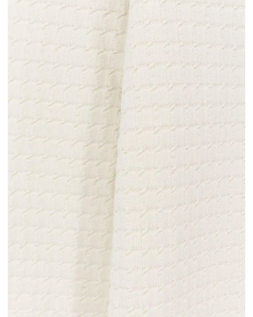 Boss White Cotton And Silk Blend Crewneck Sweater With Ribbed Trims for men