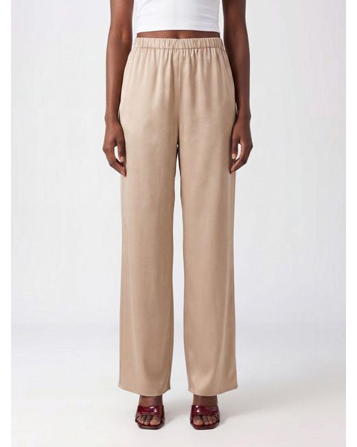 Loulou de Saison Natural Pure Silk Palazzo Trousers With Elasticated Waist
