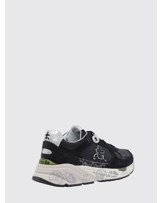 Premiata White Mased Suede And Nylon Sneakers