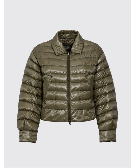 Herno Green Quilted Ultra-Light Nylon Short Down Jacket With Classic Collar