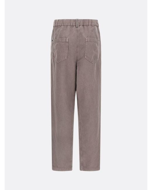Brunello Cucinelli Natural Cotton And Linen Cropped Trousers