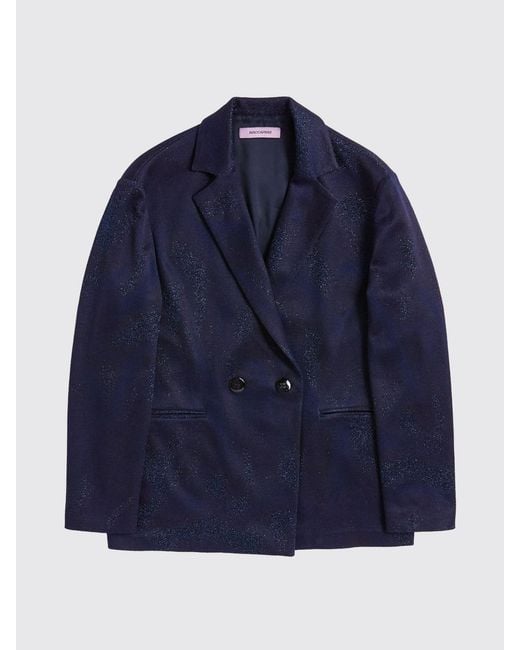 MACCAPANI Blue Double-Breasted Viscose And Glitter Cotton Blazer
