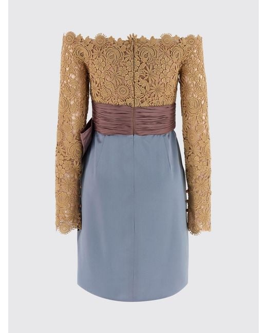 Valentino Blue Cotton And Macramé Dress