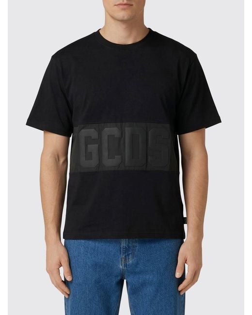 Gcds Black Cotton Logo T-Shirt for men