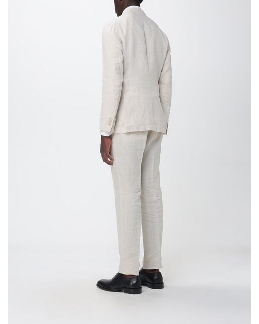 Manuel Ritz White Single-Breasted Linen Suit for men