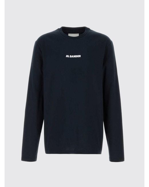 Jil Sander Blue Cotton Logo T-Shirt for men