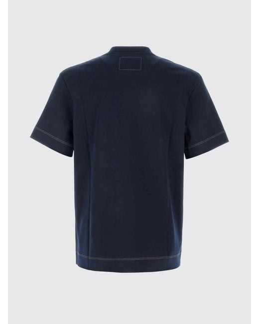 Fendi Blue Cotton T-Shirt With Logo for men