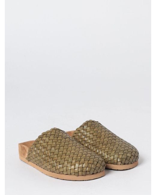 Dragon Diffusion Multicolor Woven Leather Sabot Mules With Low Heel And Round Toe