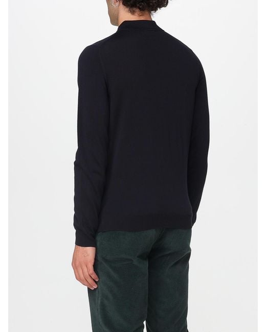 Zanone Blue Virgin Wool Knit Polo Shirt for men