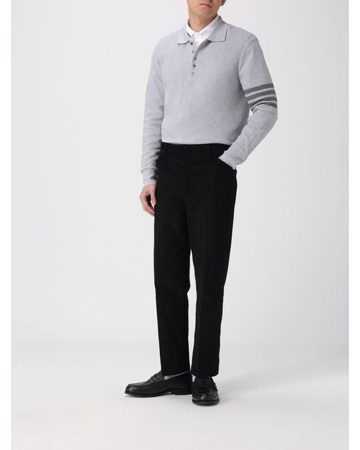 Thom Browne Gray 4-Bar Cotton Polo for men