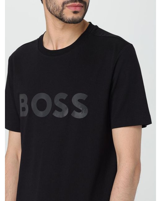 T-shirt in cotone con logo di Boss in Black da Uomo