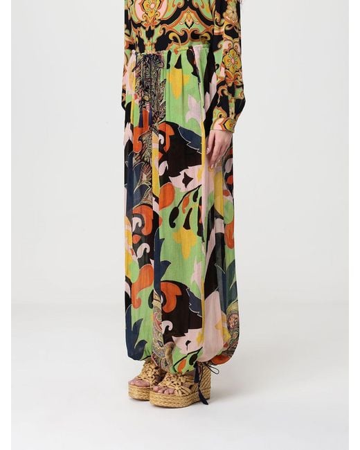 Etro Multicolor Printed Silk Wide Leg Trousers