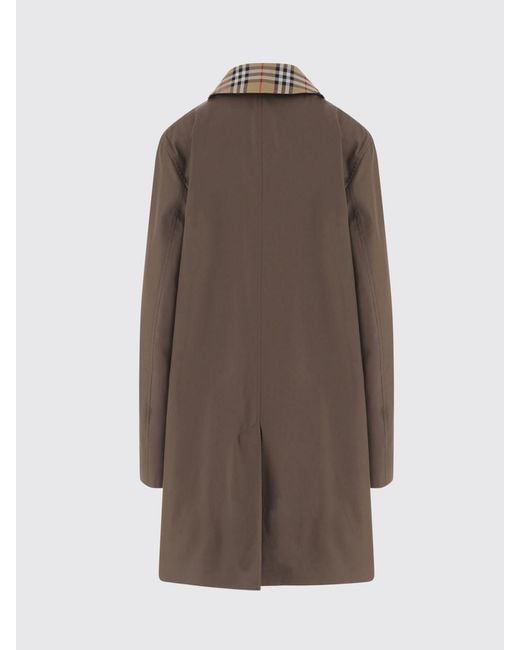Burberry Brown Single-Breasted Cotton Trench Coat With Check-Pattern Collar for men